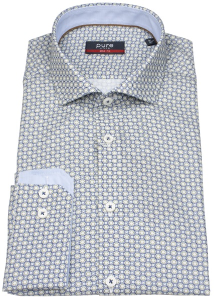 Pure Hemd - Slim Fit - Haifischkragen - blau / weiß