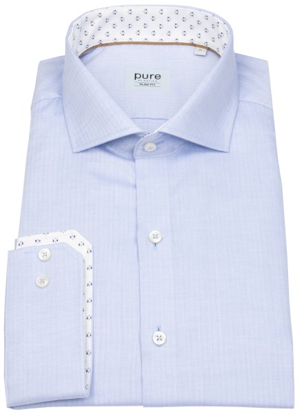 Pure Hemd - Slim Fit - Haifischkragen -Struktur - hellblau