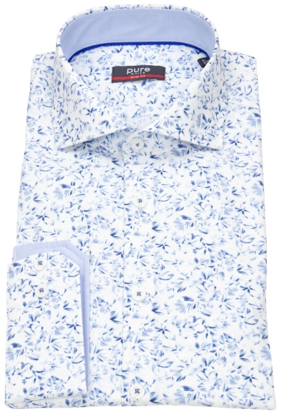 Pure Hemd - Slim Fit - Kentkragen  - Print - blau / weiß