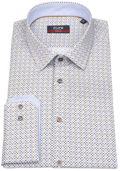 Pure Hemd - Slim Fit - Kentkragen - Punkte - mehrfarbig