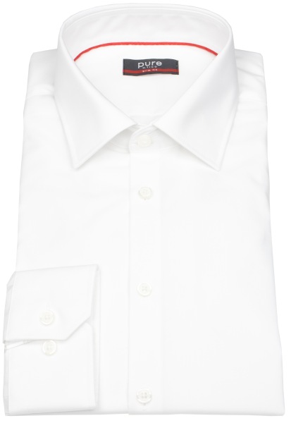 Pure Hemd - Slim Fit - Kentkragen - weiß - extra langer Arm 70cm