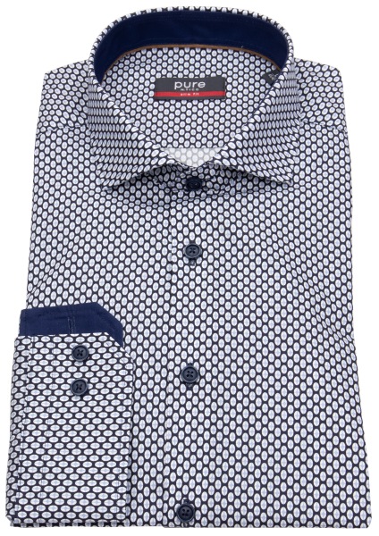 Pure Hemd - Slim Fit - Kontrastknöpfe - blau / hellblau - ohne OVP - 91020-21705 178 