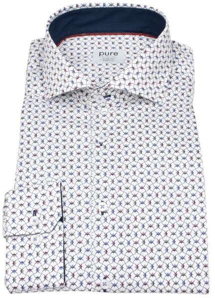 Pure Hemd - Slim Fit Stretch - Haifischkragen - Print - mehrfarbig