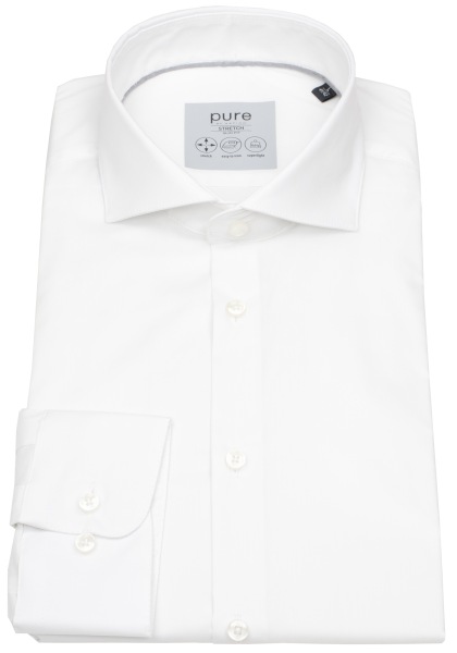 Pure Hemd - Slim Fit Stretch - Haifischkragen - weiß