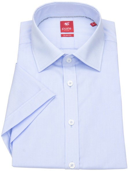 Pure Kurzarmhemd - Slim Fit - Kentkragen - hellblau