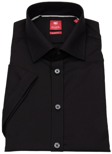 Pure Kurzarmhemd - Slim Fit - Kentkragen - schwarz - ohne OVP