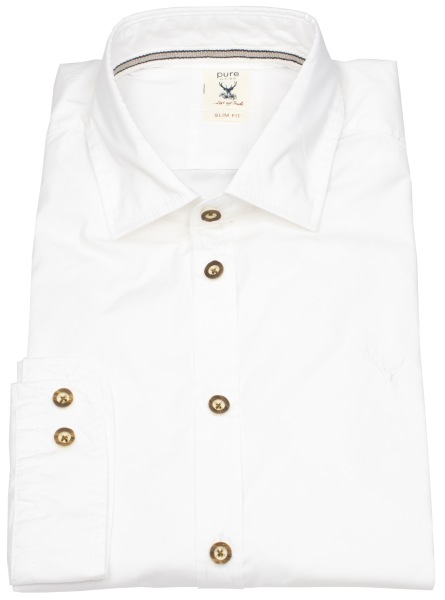 Pure Trachtenhemd - Slim Fit - Kentkragen - weiß