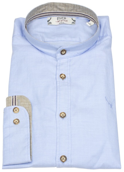 Pure Trachtenhemd - Slim Fit - Stehkragen - hellblau