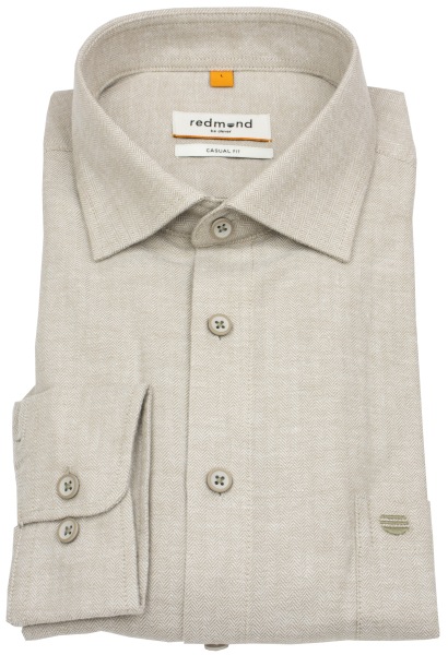 Redmond Flanellhemd - Casual Fit - beige