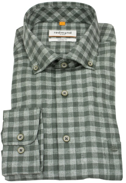 Redmond Flanellhemd - Casual Fit - Button Down Kragen - kariert - grün