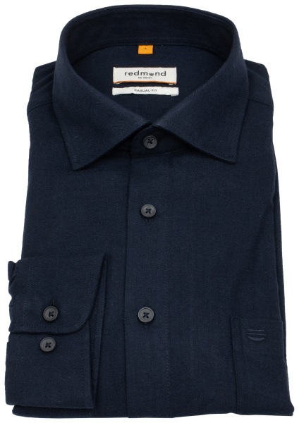 Redmond Flanellhemd - Casual Fit - dunkelblau