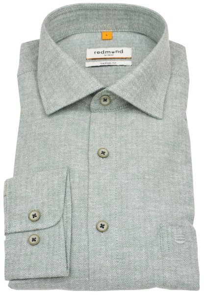 Redmond Flanellhemd - Casual Fit - grün