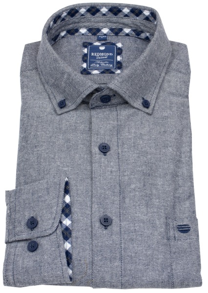 Redmond FlanellShirt - Comfort Fit - Button Down - Blue - w/o OP