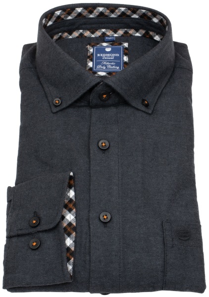 Redmond Flanellhemd - Comfort Fit - Button Down - dunkelgrau - ohne OVP - 252100111 790 