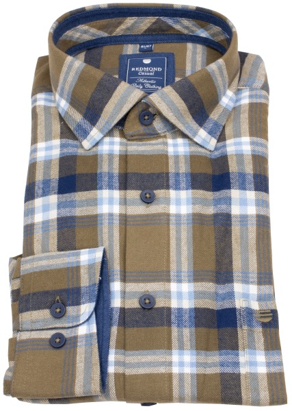Redmond Flanellhemd - Comfort Fit - kariert - braun