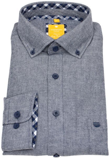 Redmond Flanellhemd - Modern Fit - Button Down Kragen - blau - 252100110 100 