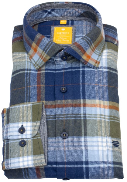 Redmond Flanellhemd - Modern Fit - kariert - blau - 252125110 100 