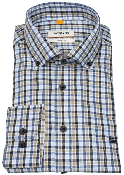 Redmond Shirt - Casual Fit - Button-Down Collar - Checked - Blue