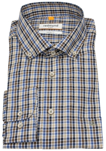 Redmond Shirt - Casual Fit - Button-Down Collar - Checked - Brown