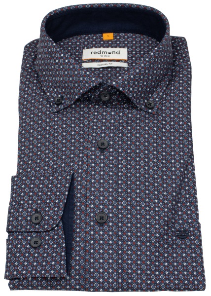 Redmond Shirt - Casual Fit - Button-Down Collar - Print - Red