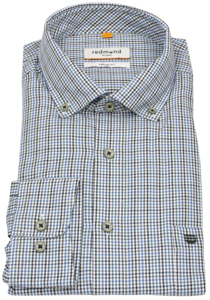 Redmond Hemd - Casual Fit - Button Down Kragen - Twill - kariert - grün