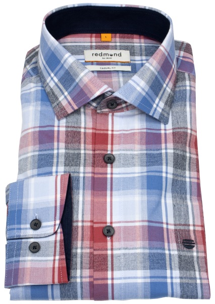Redmond Shirt - Casual Fit - Kent Collar - checked - red / blue