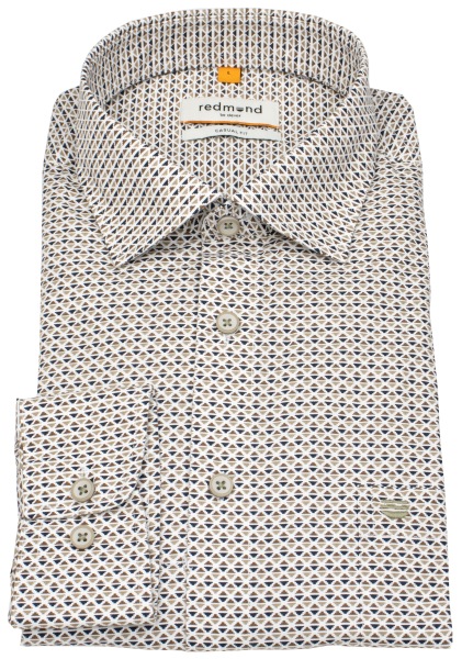 Redmond Shirt - Casual Fit - Kent Collar - Print - brown / beige