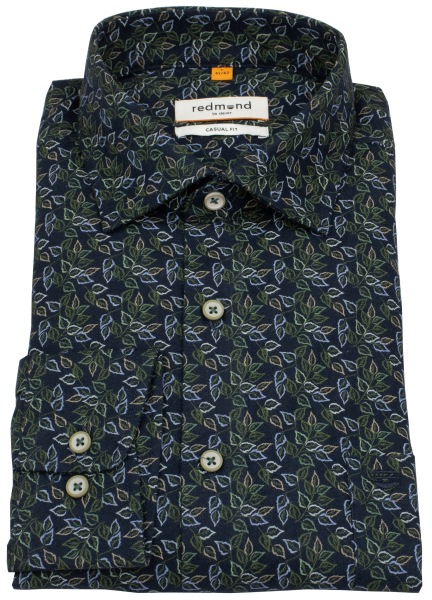 Redmond Hemd - Casual Fit - Kentkragen - Print - grün