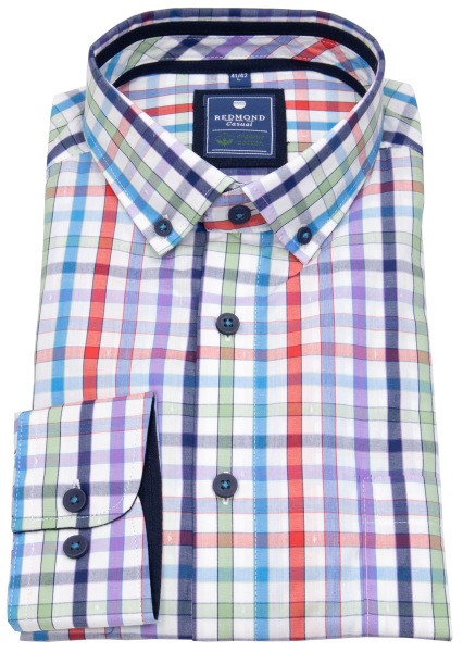 Redmond Hemd - Comfort Fit - Button Down Kragen - Bio Baumwolle - kariert - mehrfarbig - 241070111 10 