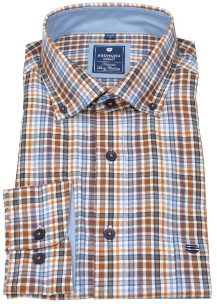 Redmond Hemd - Comfort Fit - Button Down Kragen - kariert - orange - ohne OVP