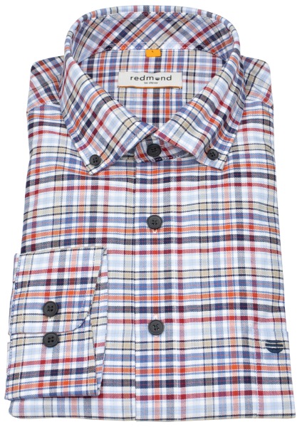 Redmond Hemd - Comfort Fit - Button Down Kragen - kariert - rot