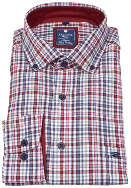 Redmond Hemd - Comfort Fit - Button Down Kragen - kariert - rot - 252005111 500 