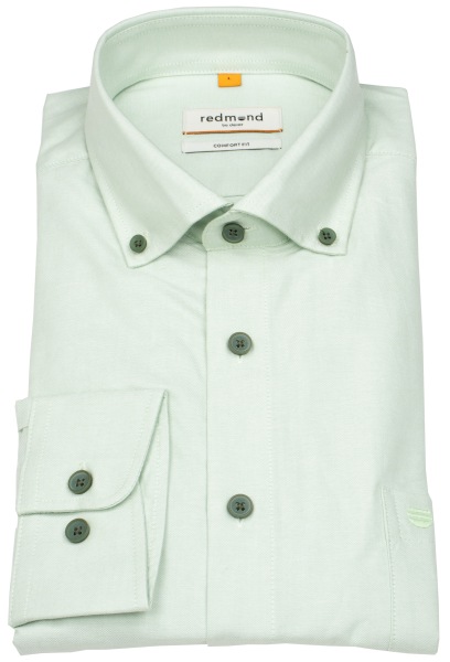 Redmond Hemd - Comfort Fit - Button Down Kragen - Oxford Struktur - grün