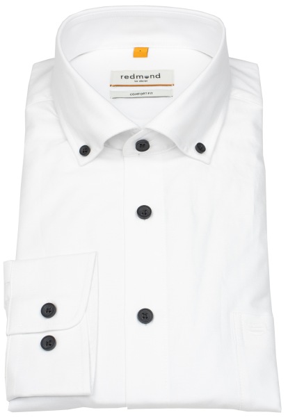 Redmond Hemd - Comfort Fit - Button Down Kragen - Oxford Struktur - weiß