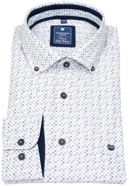 Redmond Hemd - Comfort Fit - Button Down Kragen - Print - blau - 252020111 100 