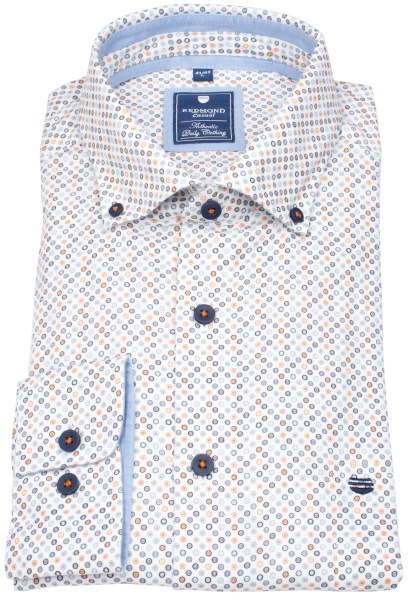 Redmond Hemd - Comfort Fit - Button Down Kragen - Print - orange - 252020111 210 
