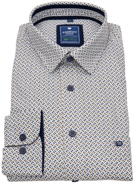 Redmond Hemd - Comfort Fit - Casual - Bio Baumwolle - Print - blau / braun - ohne OVP
