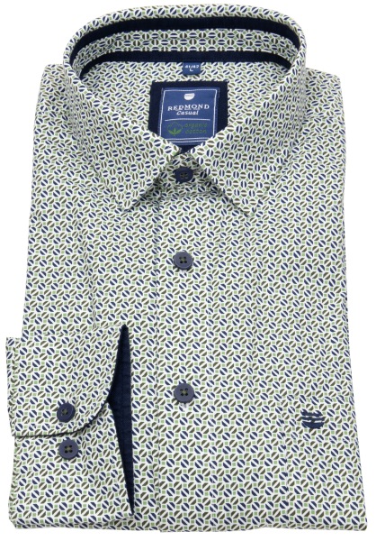 Redmond Hemd - Comfort Fit - Casual - Bio Baumwolle - Print - blau / grün