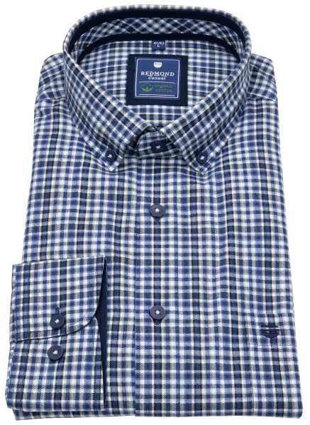 Redmond Hemd - Comfort Fit - Casual - Button Down - Bio Baumwolle - kariert - blau