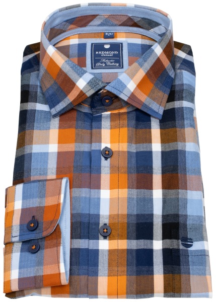 Redmond Hemd - Comfort Fit - kariert - orange - 252015111 210 