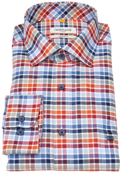 Redmond Hemd - Comfort Fit - Kentkragen - kariert - blau / rot