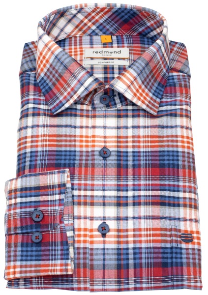 Redmond Hemd - Comfort Fit - Kentkragen - kariert - blau / rot
