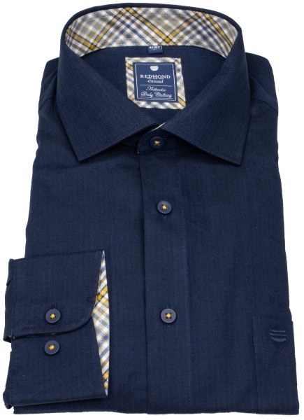 Redmond Hemd - Comfort Fit - Kentkragen - Twill - dunkelblau - 252000111 190 