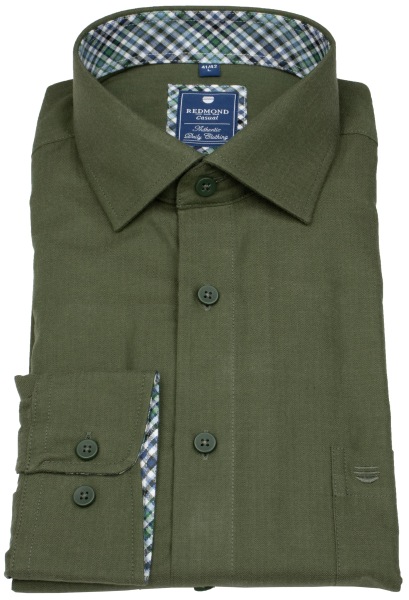Redmond Hemd - Comfort Fit - Kentkragen - Twill - grün - 252000111 600 