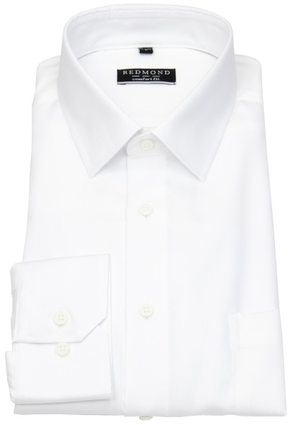 Redmond Hemd - Comfort Fit - Kentkragen - Twill - weiß