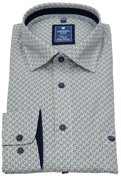 Redmond Hemd - Comfort Fit - Print - Casual - Kontrastknöpfe - grün / blau - ohne OVP - 251065111 200 