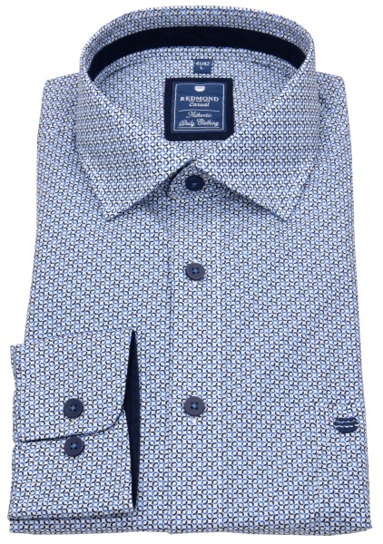 Redmond Hemd - Comfort Fit - Print - Casual - Kontrastknöpfe - hellblau / blau - ohne OVP - 251065111 10 