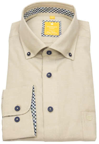 Redmond Hemd - Modern Fit - Button Down Kragen - Casual - beige