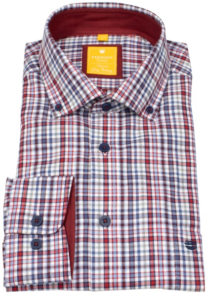 Redmond Hemd - Modern Fit - Button Down Kragen - kariert - rot - 252005110 500 