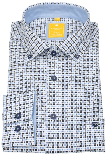 Redmond Hemd - Modern Fit - Button Down Kragen - Print - blau - 252010110 100 